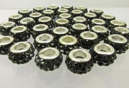 Mieszane białe gorące 14MM 50 sztuk/partia żywica Rhinestone posrebrzane rdzeń Big Hole kryształowe koraliki europejskie n4254 dopasowane bransoletki z charmsami.: 7