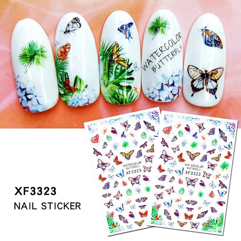1 pièces belle papillon fantaisie 3D dos colle ongle décalcomanie décoration ongle Art ongle outil ongle ornement érable ongle autocollant: 09