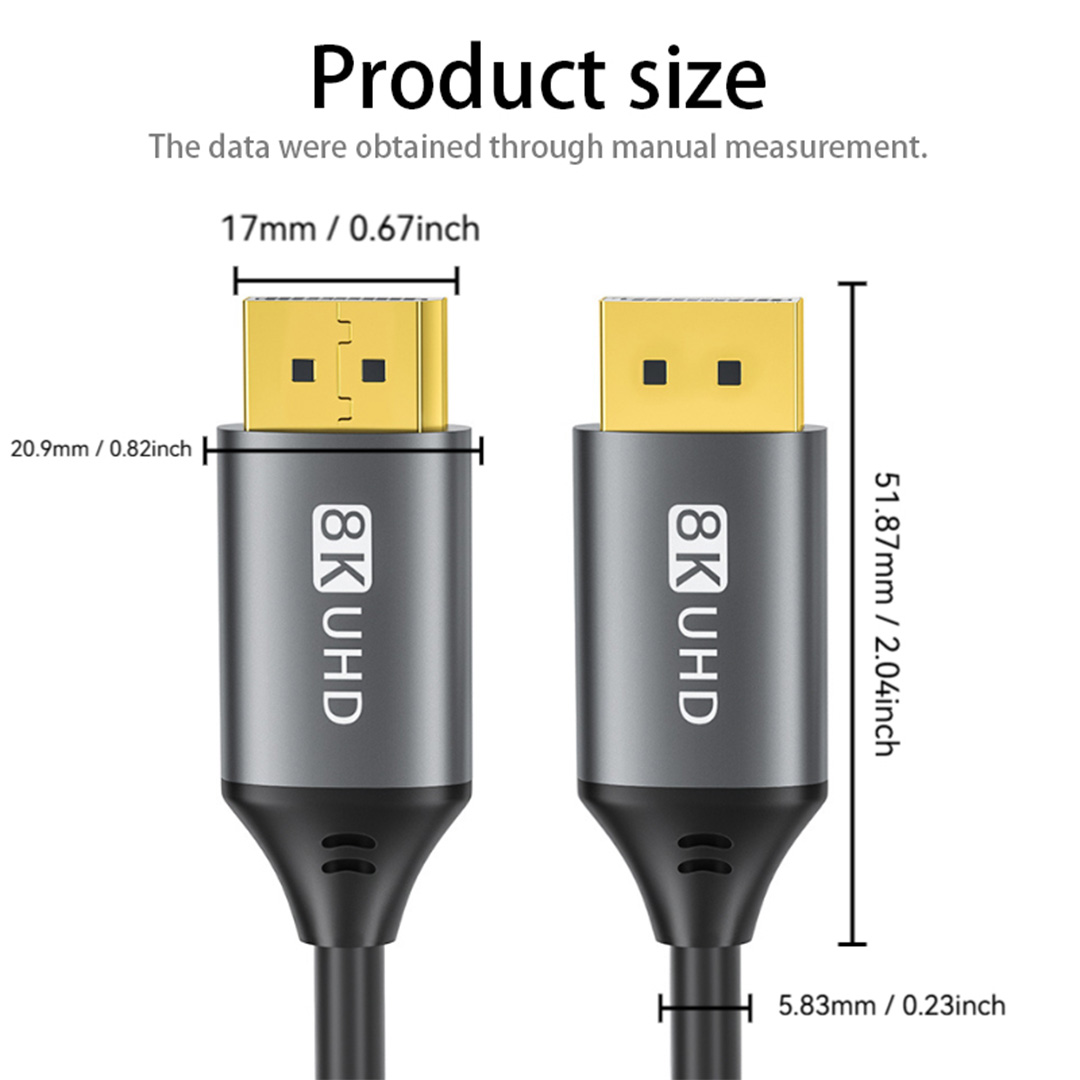 Displayport dp-kabel 8k @ 60hz 1.4 4k @ 144hz 2k @ 165hz 32.4 gbps , 1m/2m/3m/5m hd-kabelen er egnet til rutere til video- og lydprojektorer.