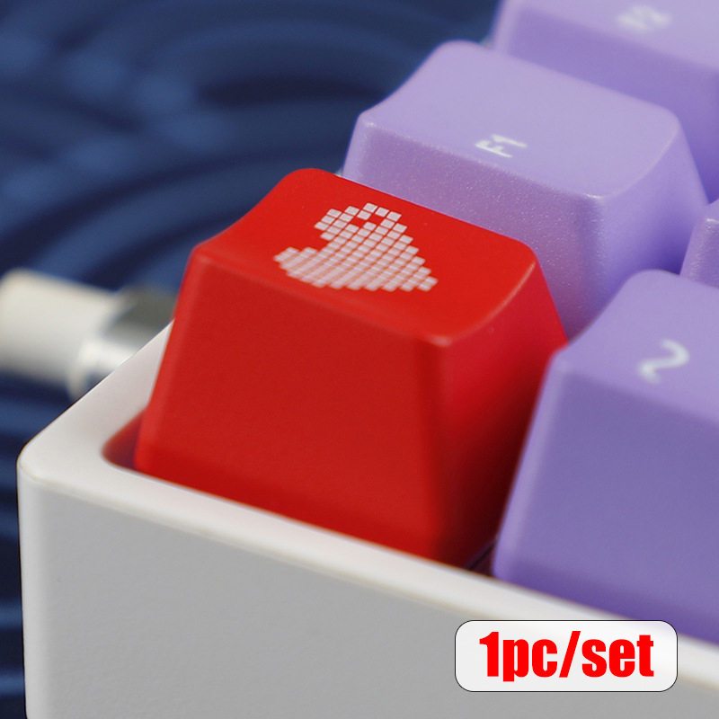 Red Pixel Heart Keycaps Set Van Esc Enter Wasd Arrow Key Caps Voor Mechanisch Toetsenbord Oem Profiel Abs Materiaal Double Shot: Black