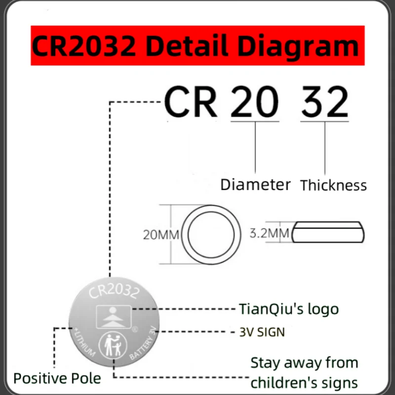 Knopfzellen tq cr2032 dl2032 ecr2032 br2032 dl2032 ecr2 3v für Uhr Remote Lithium-Knopfzellen-Münz batterie langlebig