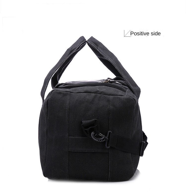 Große vintage-reisetasche aus canvas mit großem fassungsvermögen, tragbar, einfarbig, ideal für outdoor-aktivitäten, sport, zum aufhängen, verstellbar.