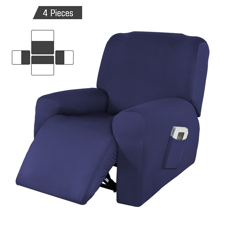 4 stk 1 sete tøye ut hvilestoltrekk spandex lenestoltrekk stue hvilestol sofatrekk sofa slipcover elastisk: Marineblå