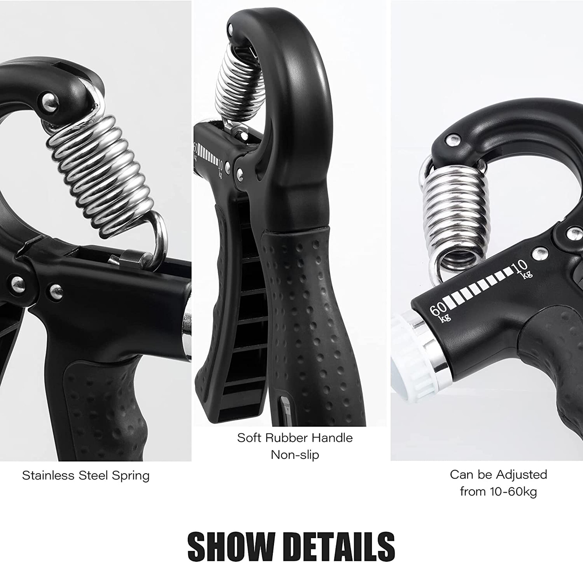 R-Shape Adjustable Hand Grip Sports Strength Countable Exercise Strengthener Gripper Spring Finger Pinch Carpal Expander