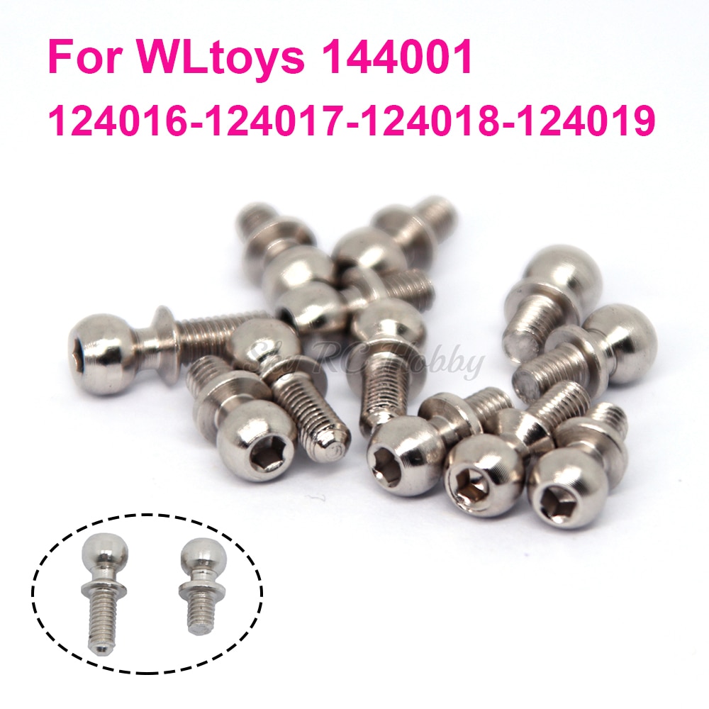 12 st/lot kulhuvudskruv  m3*4mm m3*7mm för wltoys 1/14 144001 124016 124017 124018 124019 rc bilreservdelar uppgraderingsdelar