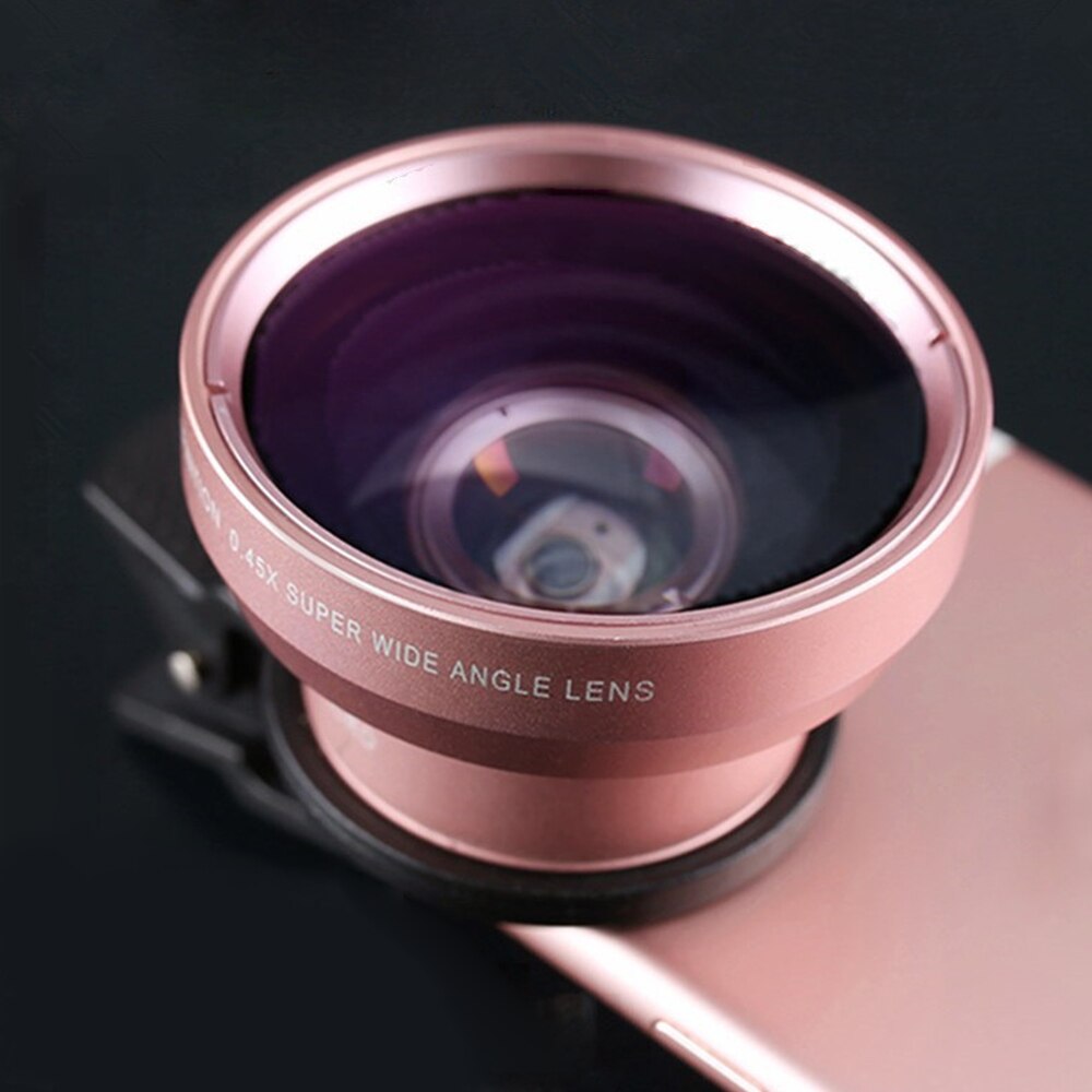 2 In 1 Lens Universele Clip 37Mm Mobiele Telefoon Lens Professionele 0.45x 49uv Super Groothoek + Macro hd Lens Voor Iphone Android