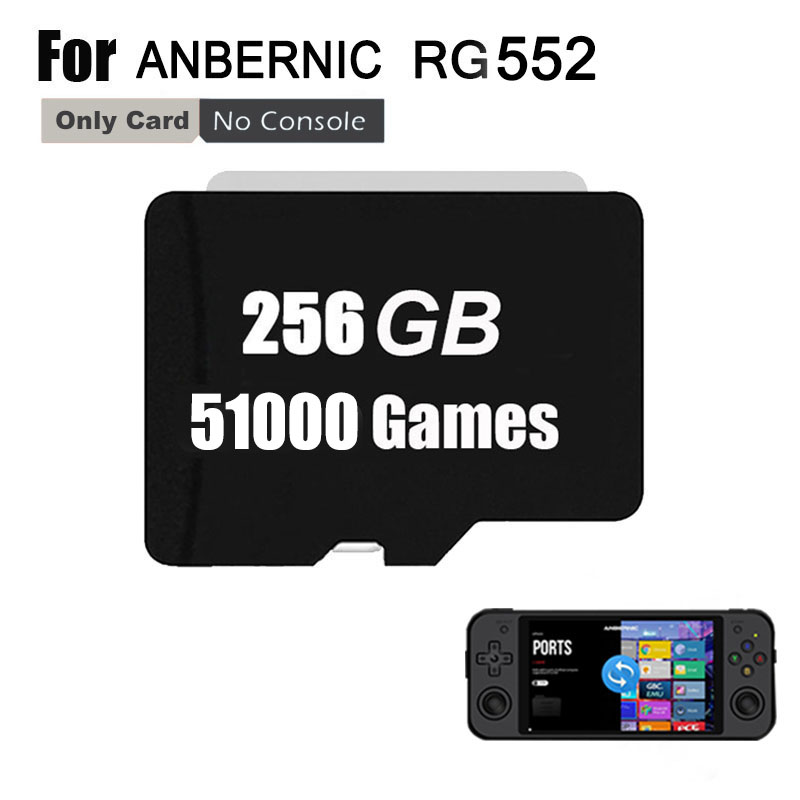 ANBERNIC-consola de juegos portátil Retro RG552, tarjeta TF, juegos precargados, tarjeta de memoria universal integrada, más de 512G, G80000 Juegos PSP