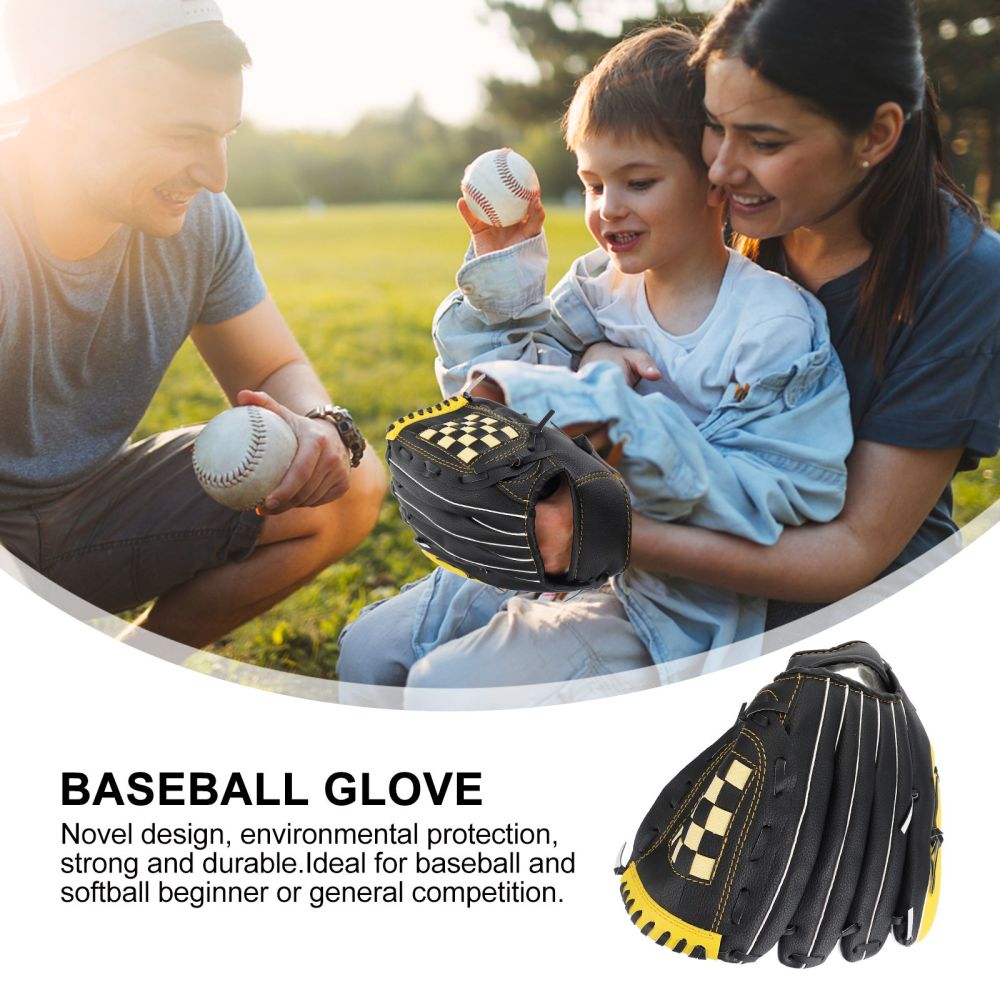 1Pc Honkbal Handschoen Softbal Sport Handschoen Beschermende Handschoen (Geel Zwart)