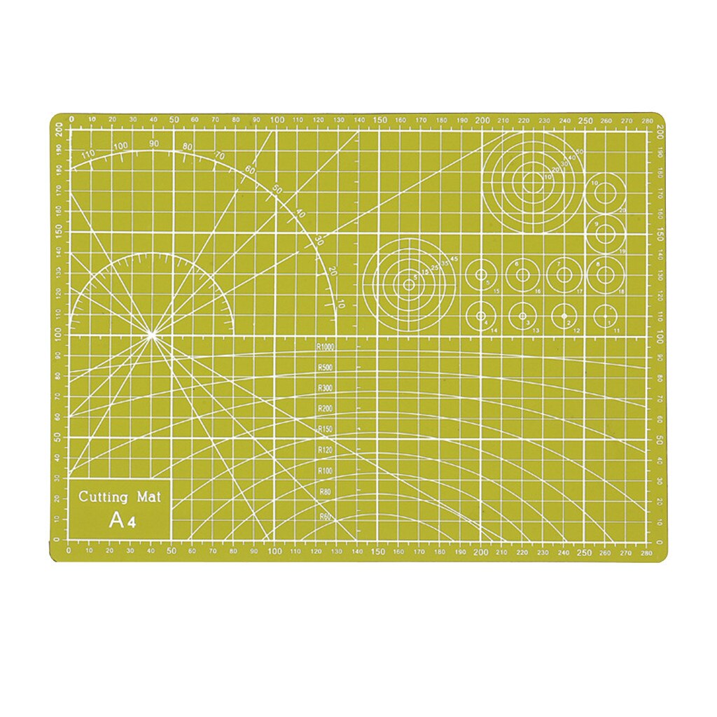 4# A4 Art Self Healing Pvc Paper Cutting Double Pad Sided Gridded Rotary Craft Fabric Patchwork Tools Handmade Plate Patchwork: Yellow 