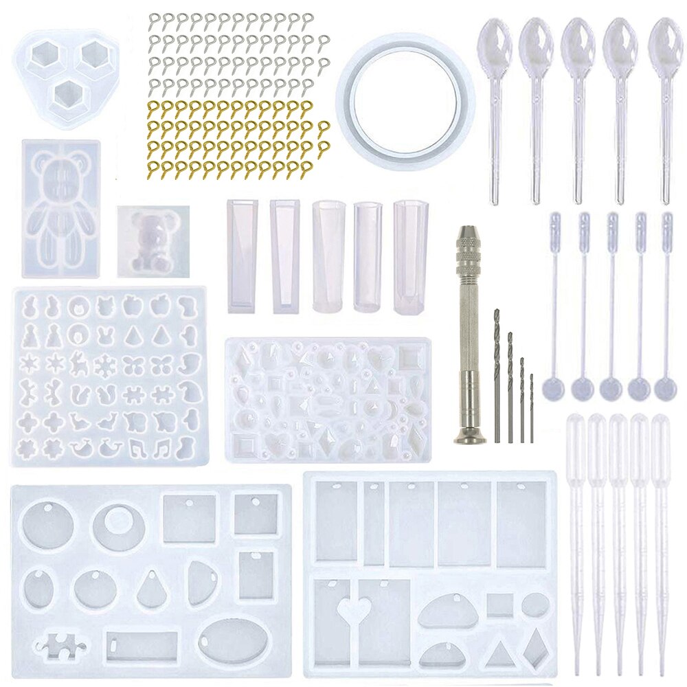 184 pezzi di Stampo In Silicone Della Miscela Bastone Contagocce Catenaccio Gioielli FAI DA TE Che Fanno Gli Accessori Strumenti di Stampi Geometrica Resina Epossidica Combinat: C012