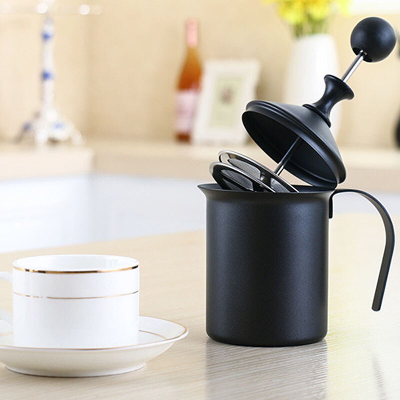 800ML/400ML stal nierdzewna podwójna siatka spieniacz robić mleka instrukcja cappuccino Latte spienione mleko ekspres robić kawy