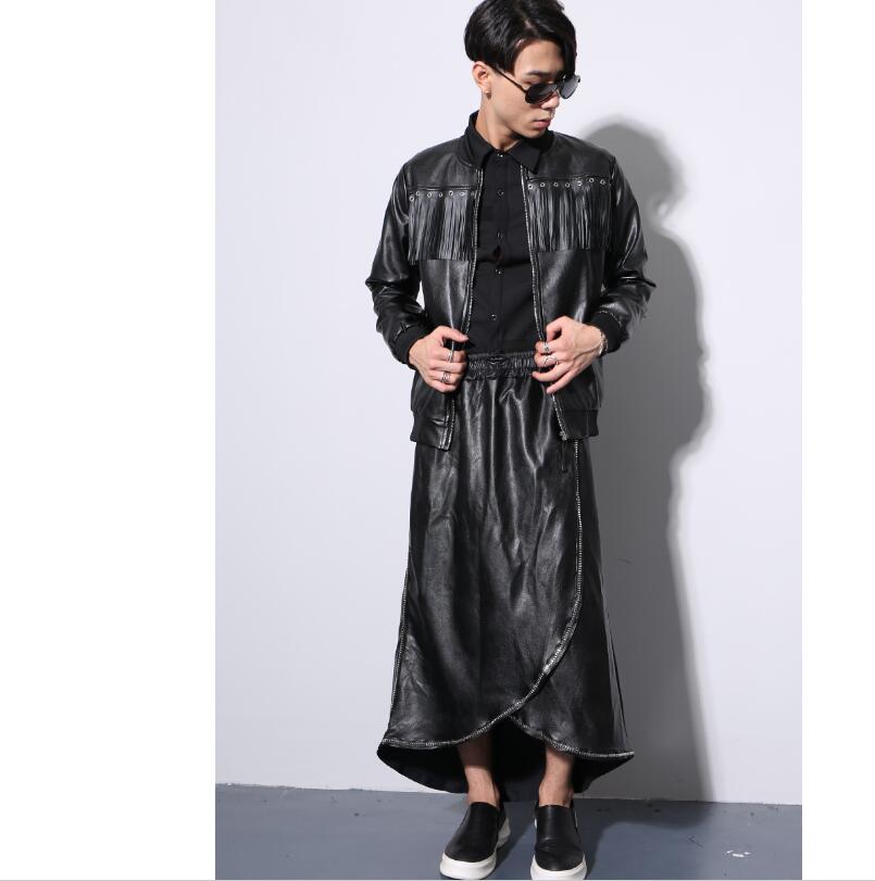 vêtements pour hommes personnalité GD cheveux styliste grande taille en cuir pantalons hommes jupe-culotte costumes