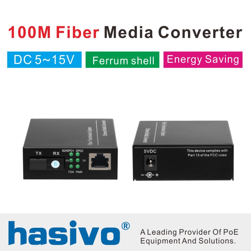 10/100 Mbps Singlemode Fiber Media ConverterFiber optic media converter 1-poort RJ45