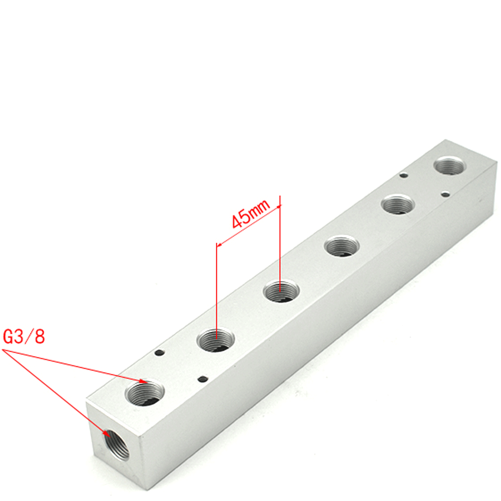 BSP-Bloque de colector de aire de aluminio sólido, compresor de aire neumático, divisor cuadrado de 3/8 pulgadas, 35x35mm, 2, 3, 4, 5, 6, 7, 8, 10, 12 vías: Naranja