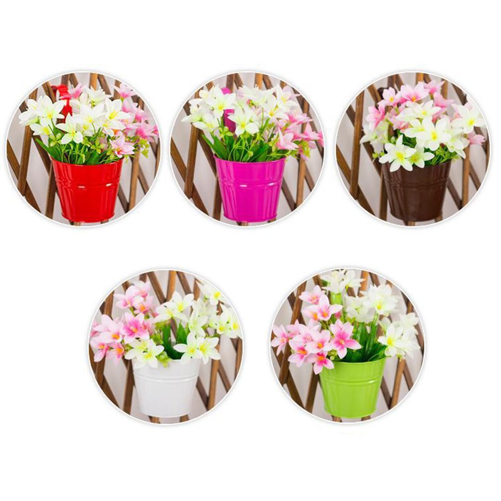 Kleur Metalen Opknoping Emmer Groene Plant Bloem Container Kan Hangen Bloempot Simulatie Bloem Persoonlijkheid Opknoping Pot Emmer