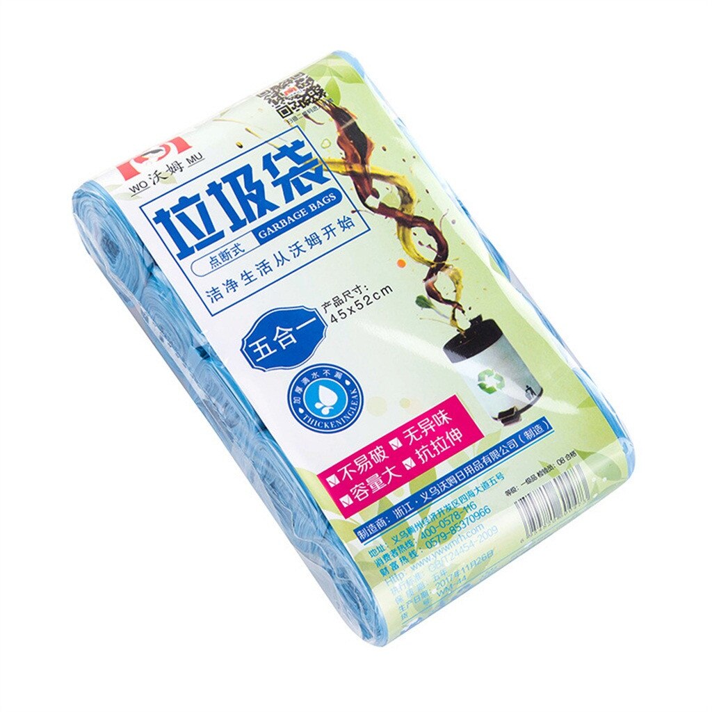5 Rolls 100PCS Garbage Bag Trash Bags Durable Disposable Plastic Household Kitchen Trash Bags Kitchen Tools bolsas de basura: Blue 