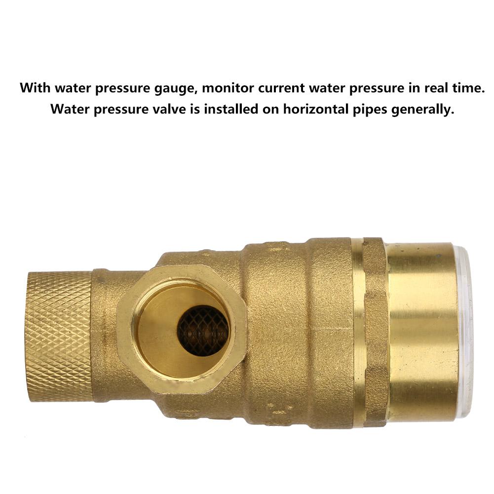 1/2 "messing vandtryksreducerende ventilaflastningsventil med vandmåler justerbart vand