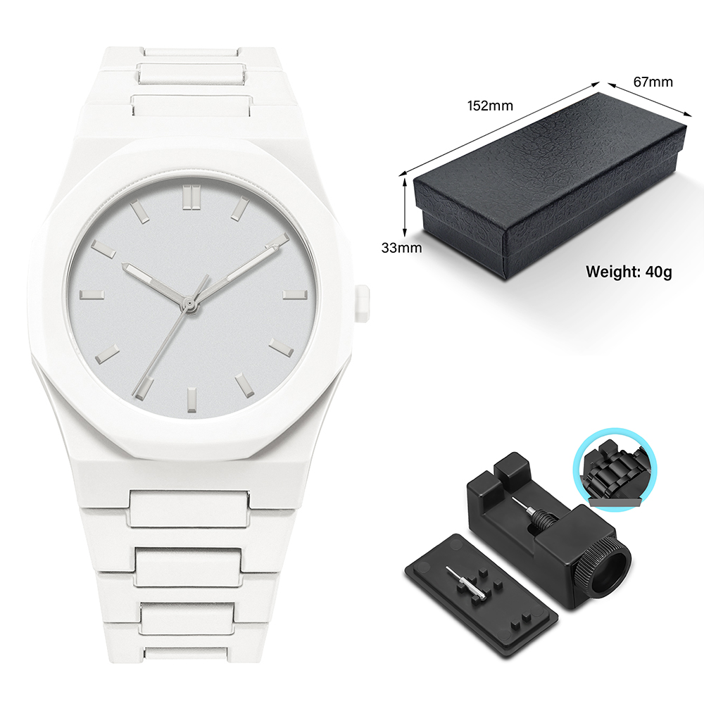 Relojes de plástico ligeros para hombres y mujeres, relojes clásicos de cuarzo resistentes al agua para hombres, nueva minimalista: Blanco