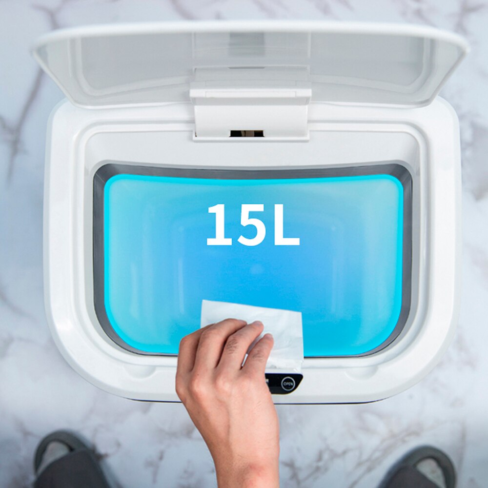 15L Intelligent Automatic Touchless Trash Can Smart Motion Sensor Dustbin Electric Waste Bin Home Rubbish Can Kitchen Garbage