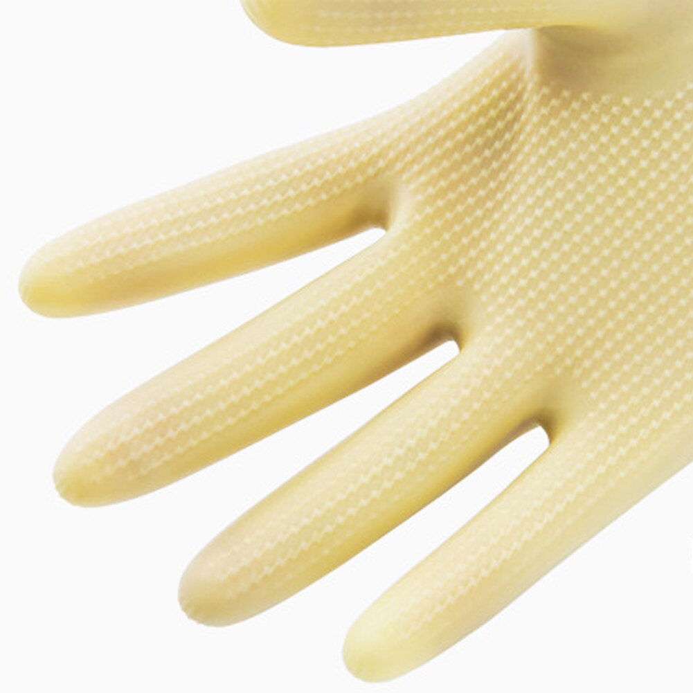38cm Rubber Gloves Reusable Long Rubber Gloves Dishwashing Gloves for Kitchen Gardening SEC88: Milky  M