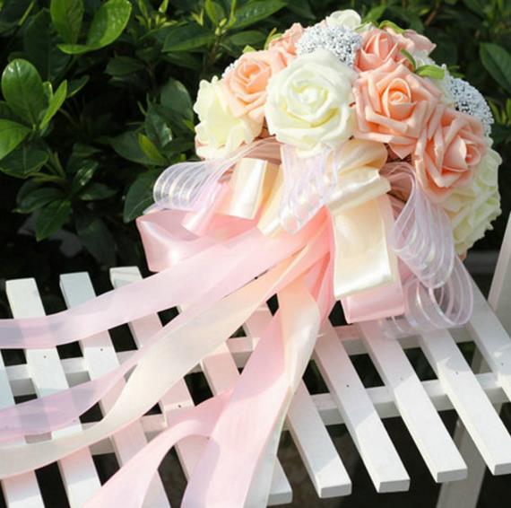 Mint Green Purple Pink Red Artificial flowers Wedding Bridesmaid Bouquets Wedding brooch bouquets Wedding Accessies: Champagne