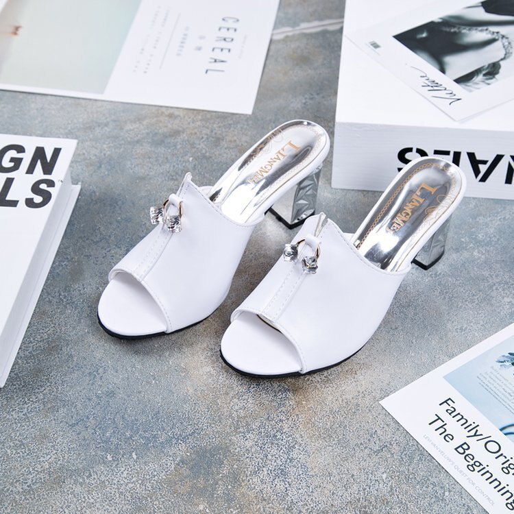 Neue frauen Sandalen Hausschuhe Frühling Fisch Mund Quadrat Sandalen und Hausschuhe Frauen alias Mujer
