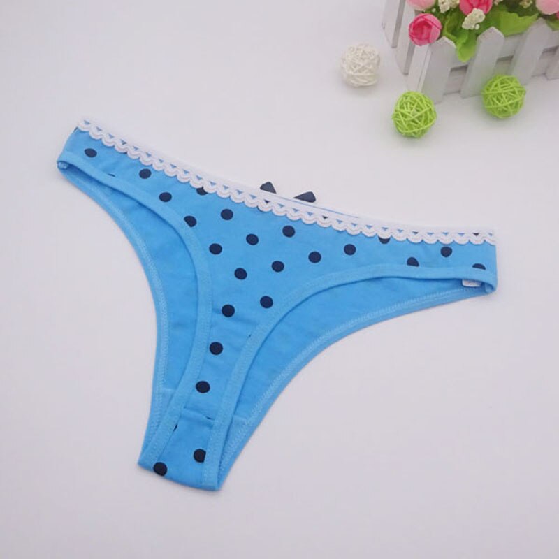Moonflame 5 pcs/lots Underwear Women Dots Cute Women Cotton Thong M L XL 87341