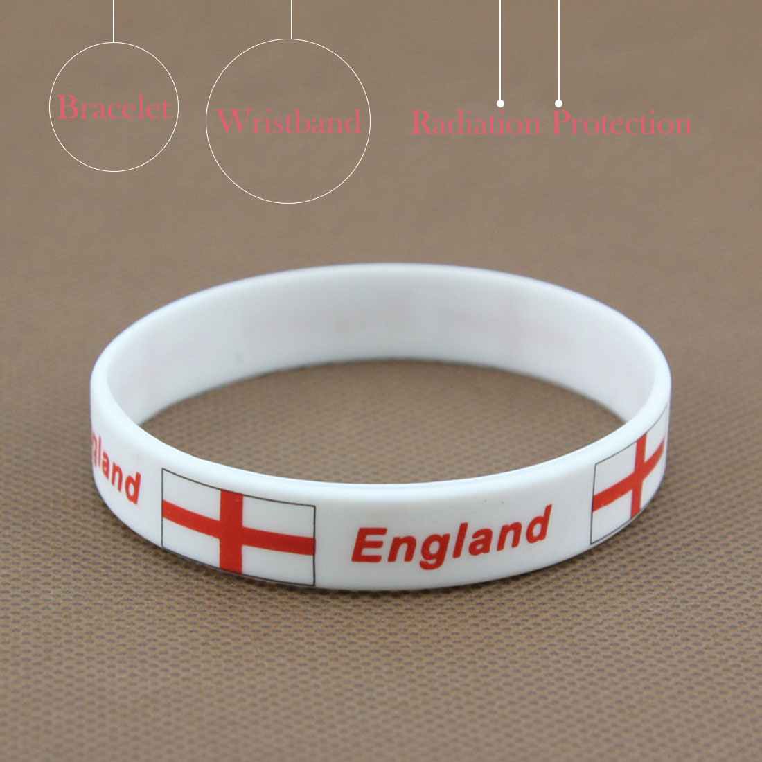 Brand 1pcs Football Fans Bracelet Soccer fan Accessories Football Silicone Bracelet Cheerleading supplies: England