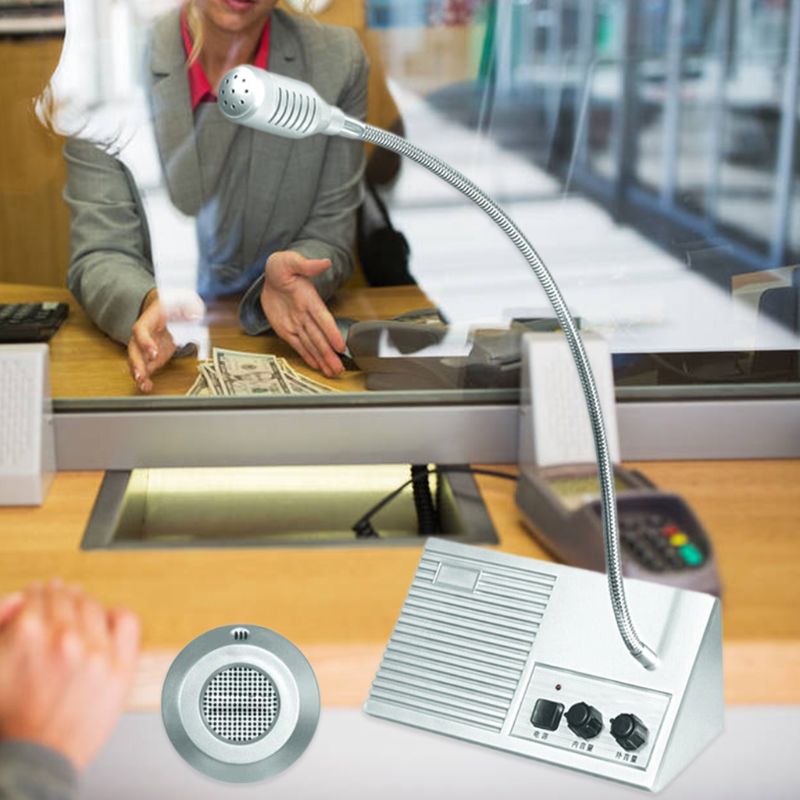 Dual Way Bank Counter Interphone No Touch For Business Store Bank Station Ticket Window Intercom System