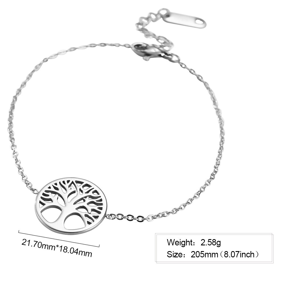 Skyrim Tree of Life Charm Bracelet Viking Stainless Steel Adjustable Chain Link Bracelets Pulsera Jewelry for Women Girl