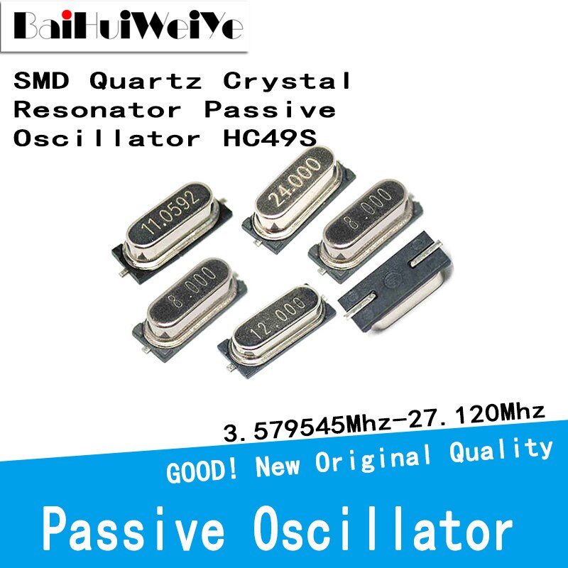 10 TEILE/LOS SMD Quarz Kristall Resonator passiv Oszillator HC49S 3,579545 Mhz 4Mhz 6Mhz 8Mhz 12Mhz 16mhz 20Mhz 24Mhz 27,120 Mhz