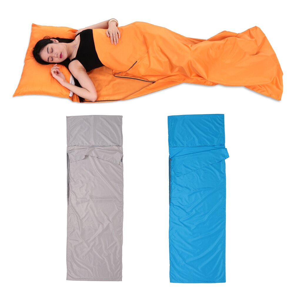 Lazy bag 70*210cm slaapzak outdoor kamperen wandelen polyester pongee gezonde slaapzak voering met kussensloop draagbaar