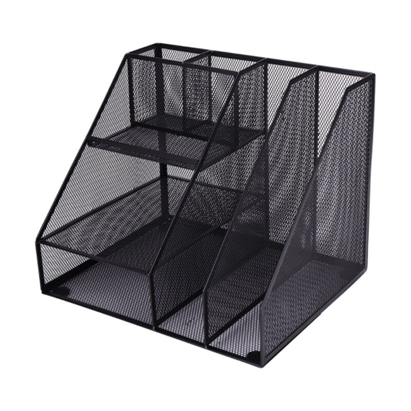 -Home Office Desktop Office storage File Rack Organizer Sorter Black Metal Mesh