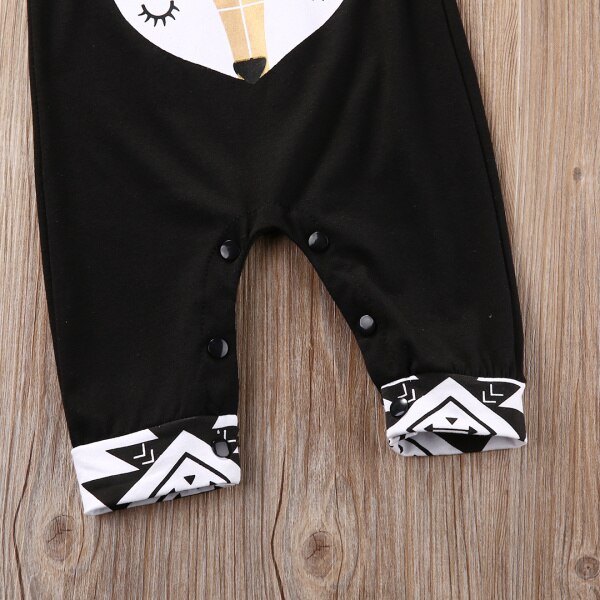 Emmababy Baby Rompers Boys Girls Sleeveless Black One-piece Jumpsuit Cute Clothes 0-24M