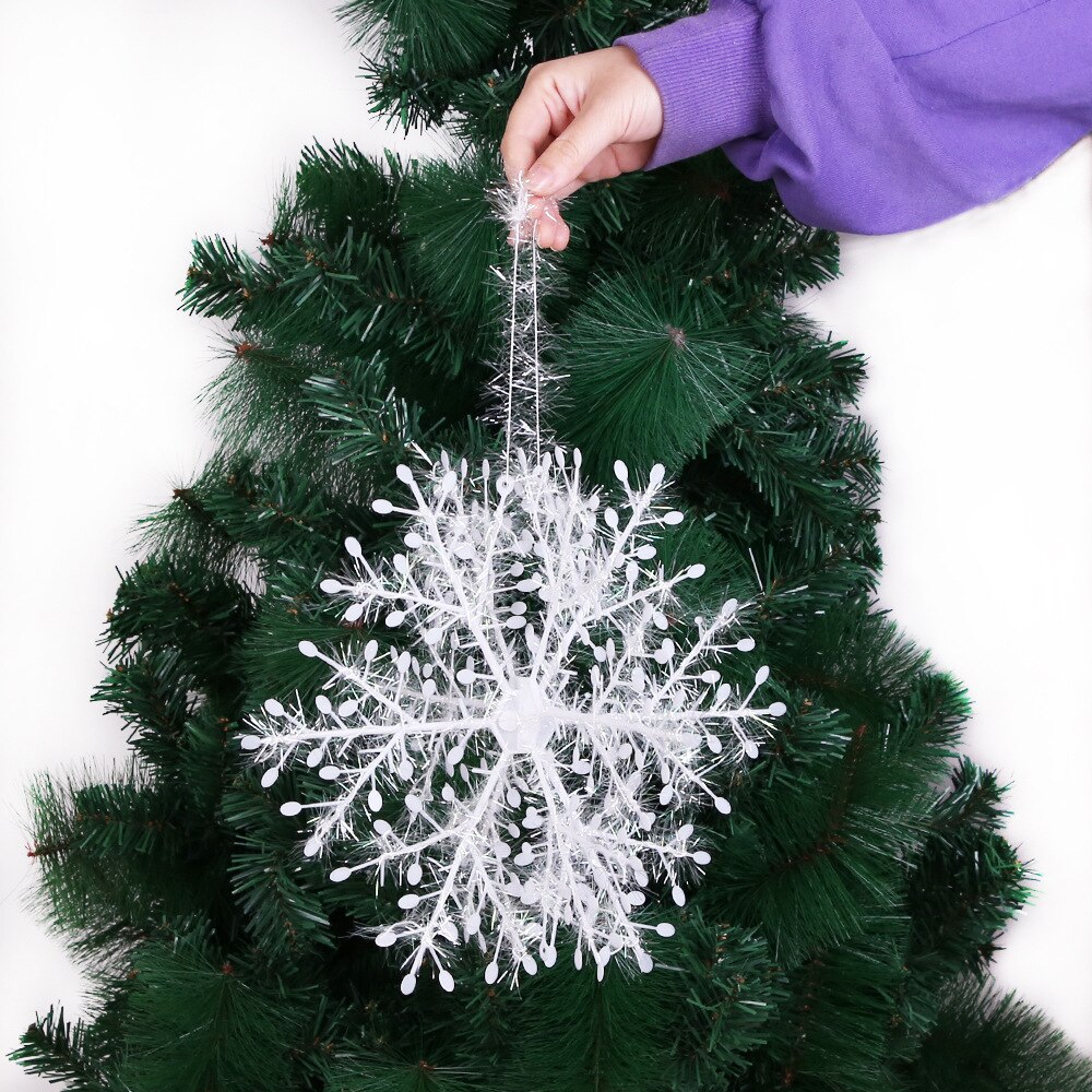 6 Stuks 15/28/38Cm 3D Plastic Wit Sneeuwvlok Ornamenten Kerstboom Sneeuwvlokken Opknoping Hangers Thuis tuin Xmas Decor