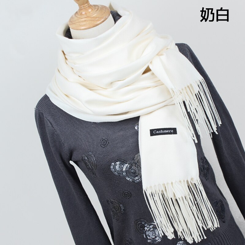 Skjerf pashmina cashmere skjerf wrap sjal vinterskjerf dameskjerf dusk langt teppe cachecol  yr001: Yr001 melkehvite