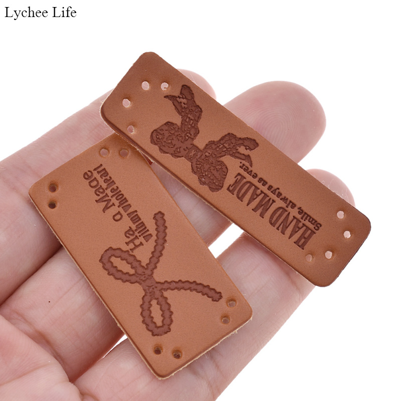 Lychee Life étiquettes de vêtement unisexe | Bricolage, artisanat du cuir, étiquettes à coudre gaufrées, 20 pièces/paquet