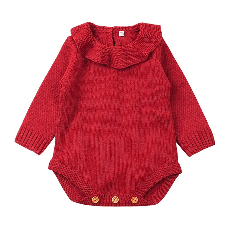 Emmababy-suéteres informales para bebé niña, ropa de invierno de Color sólido, ropa para bebé recién nacido, suéter de lana de punto cálido de manga larga: Rojo / 24 meses