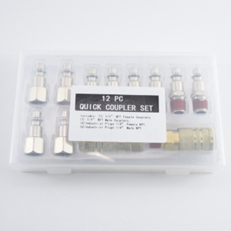 12Pcs Quick Coupler Set 1/4inch Npt Male and Female Quick Connector Kit Air Hose Coupling 4.8