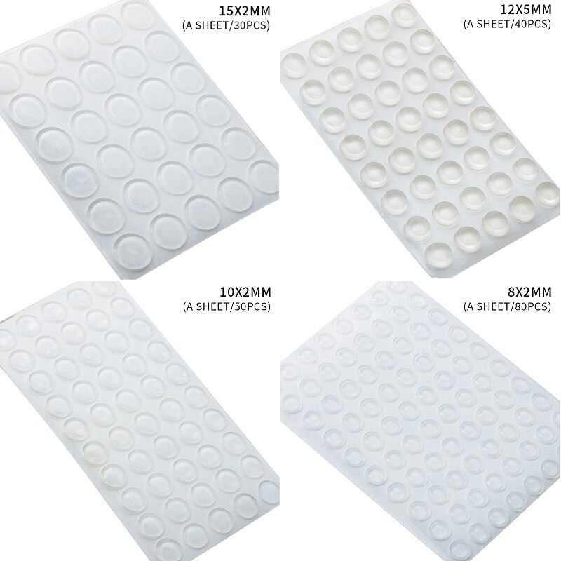 Furniture Bumpers Adhesive Silicone Bumper Pads Surface Protection for Wall Door Wooden Floor Silicone Rubber Transparent White: M8 and M10