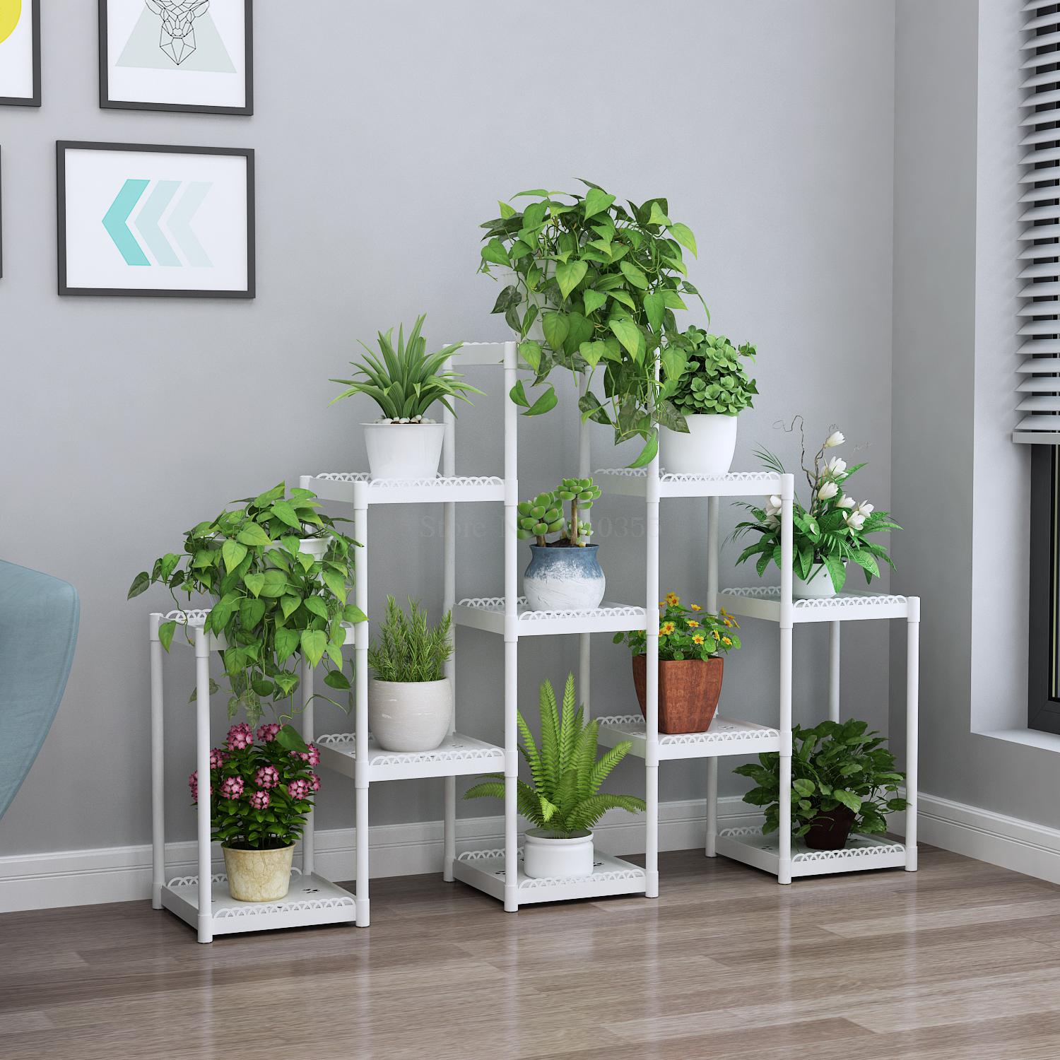Blomsterhylle flere etasjer innendørs spesiell balkong terrasse blomsterstativ multi-potthylle plast vindusrammeholder