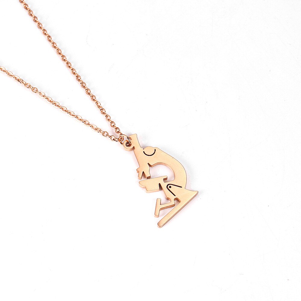 Rvs Delicate Minimalisme Wetenschappelijke Chemie Microscoop Gouden Ketting Voor Vrouwen Dames: Rose Gold