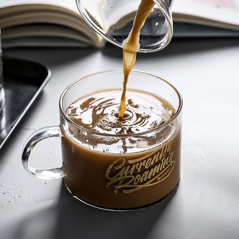 500ml bogstavs glas kop stor med hank krus kontor te kop dessert kop havregryn morgenmad kop drikkemælk vin glas