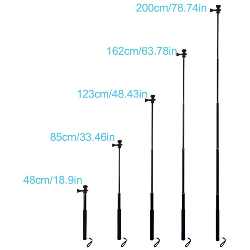 1.5m/2m laajennettavaa selfie stick -jalustajalkaa iphone ipad dslr android goprolle