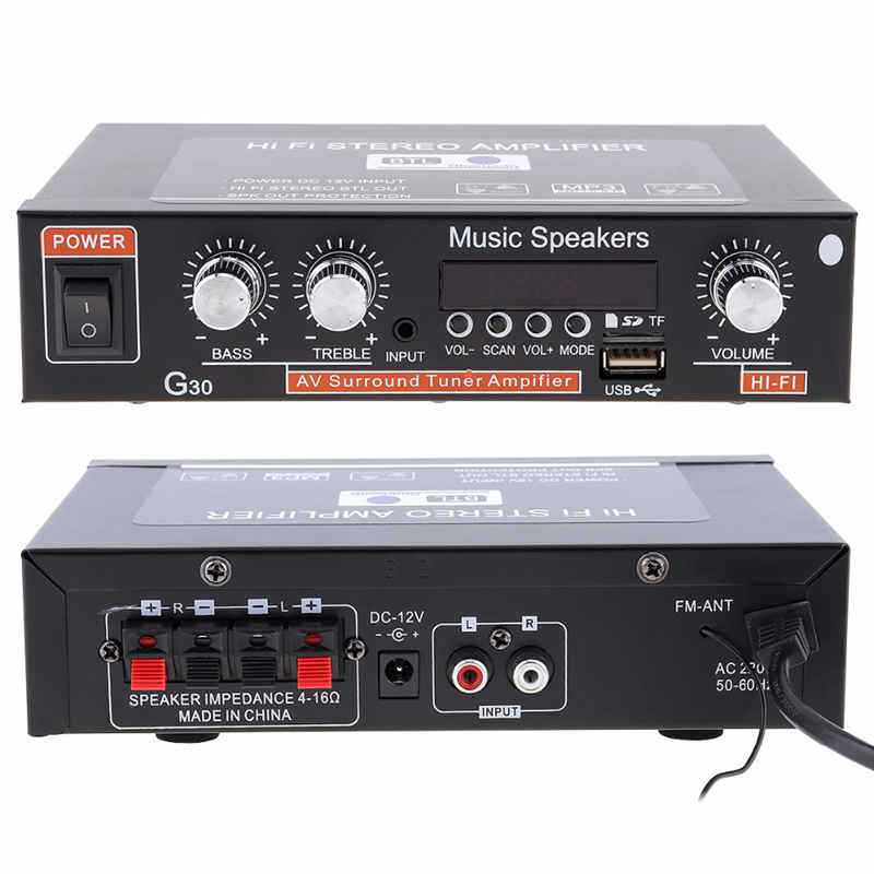 Universal G30 Hifi Bluetooth Car o Power Amplifier FM Radio Player Support SD / USB / DVD / MP3 With Remote Controller EU Pl