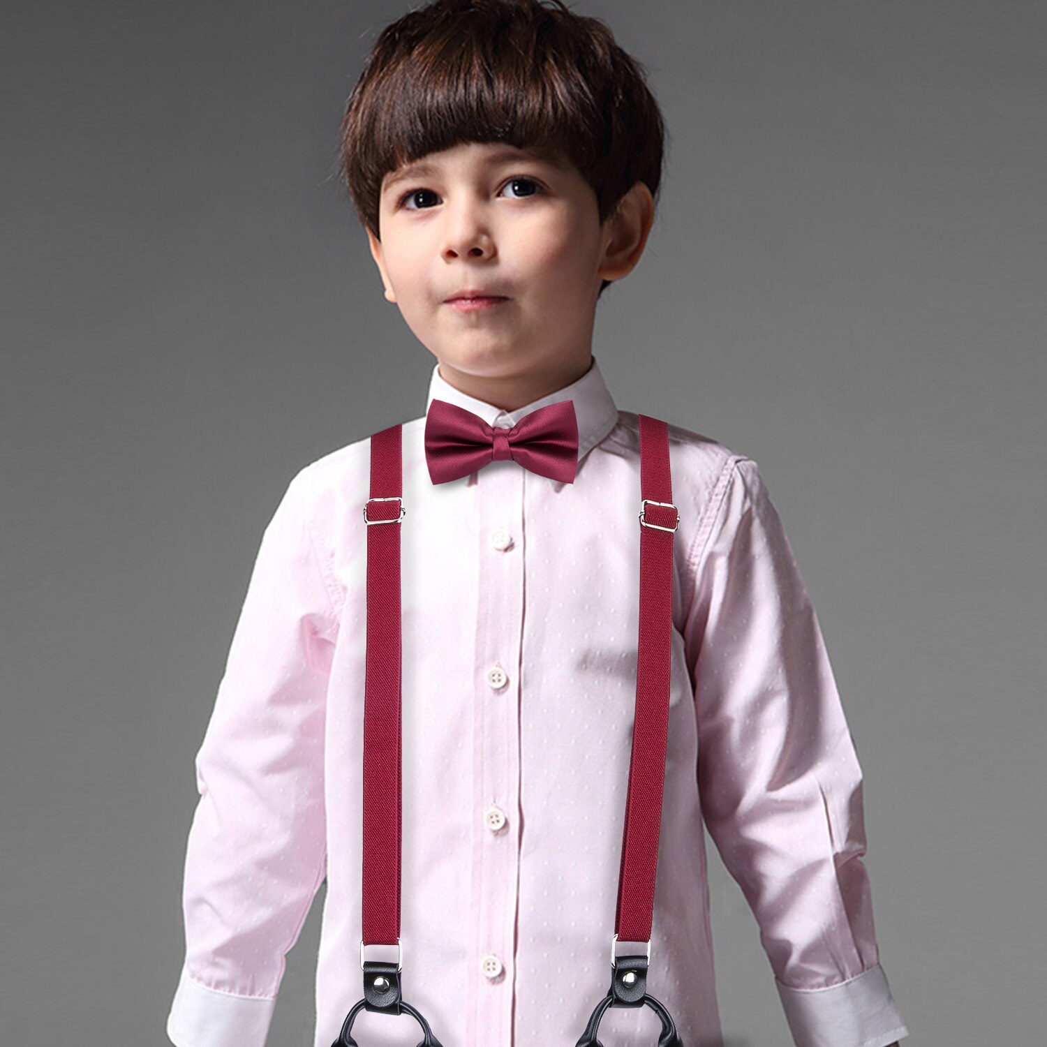 Tirantes de Color sólido para niños, conjunto de pajarita, cinturón elástico ajustable para niño, para boda, de cumpleaños, tirantes con Clip en forma de Y: BJ-0018