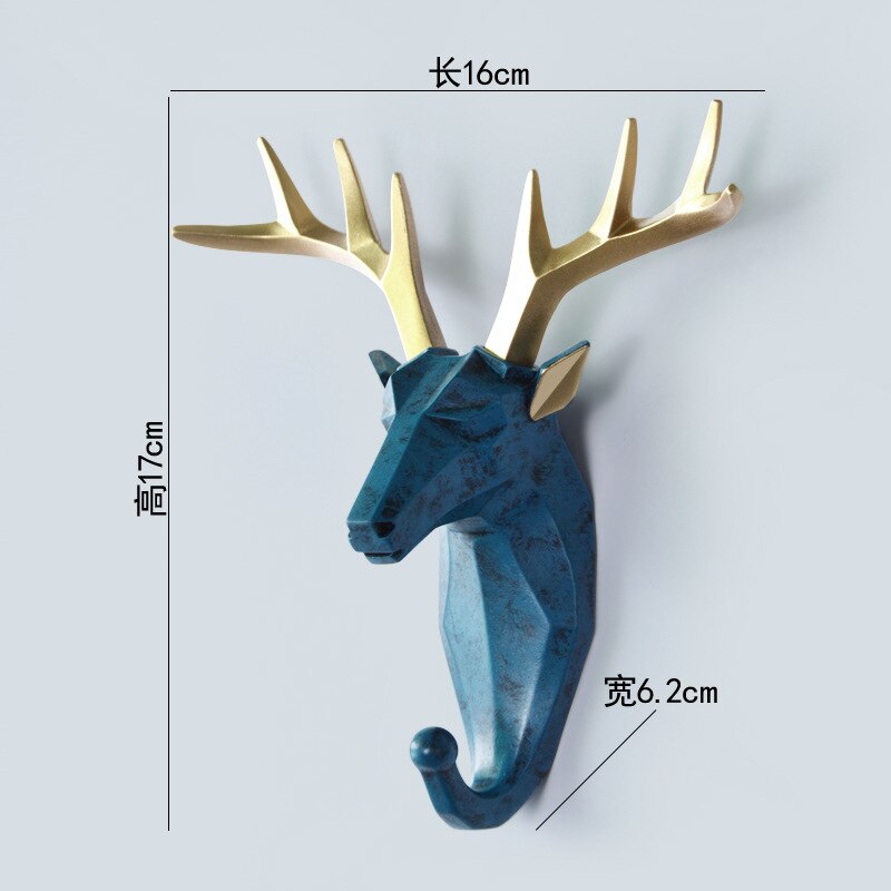 Statue de tête d'animal en résine artificielle, crochet rétro, décoration murale, Sculpture pour maison, Bar, bureau: 5