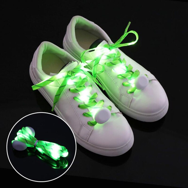 Led Sport Veters Lichtgevende Schoenveters Glow Schoen Strings Ronde Flash Licht Schoenveters Geen Tie Lui Veters Party decor: green