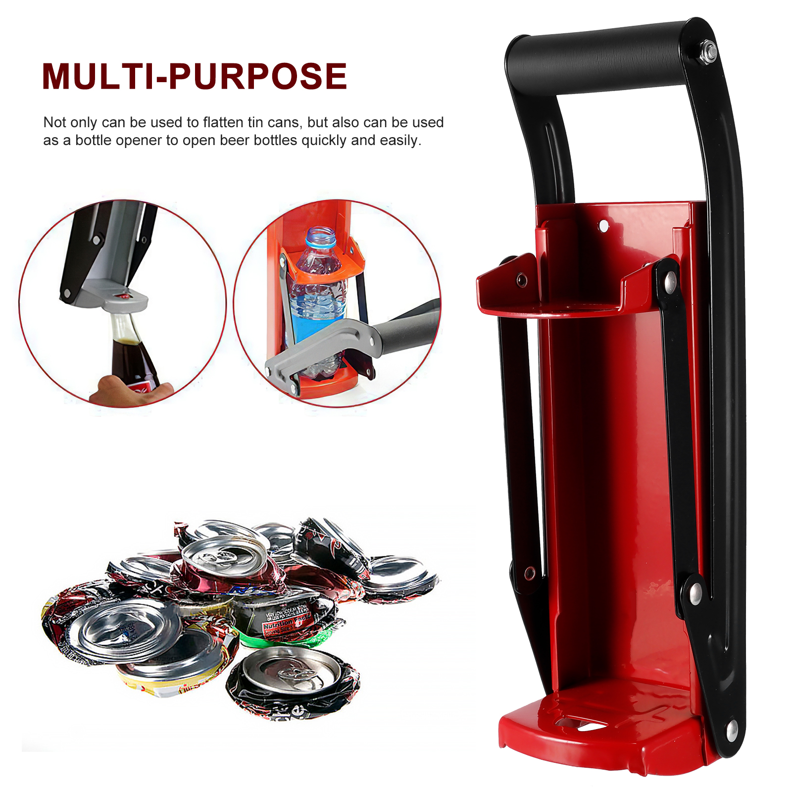 16oz 500ml Cans Can Press Kitchen Bottle Press Can Opener Kitchen Tools Suitable for Flattening Tin Cans Can Bottle Opener