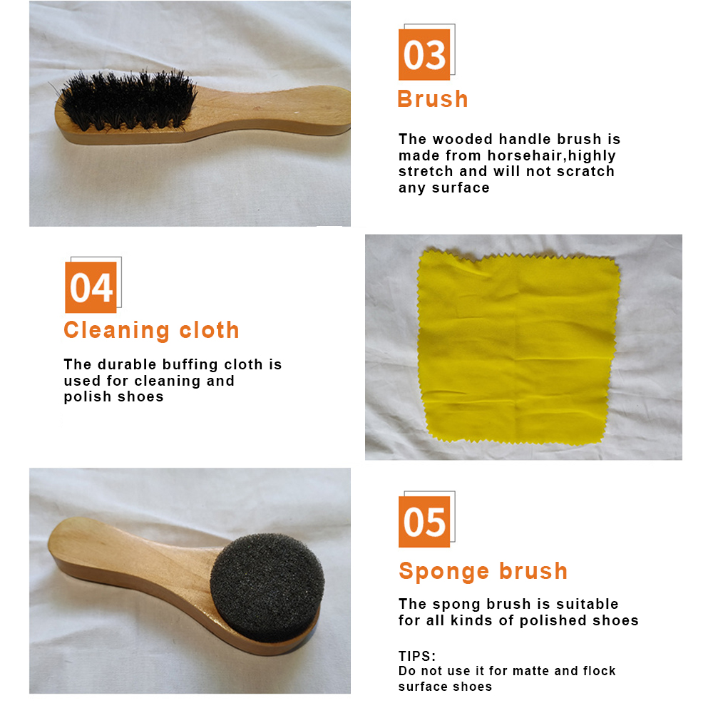 8 Pcs Shine Polish Brushes Cylinder Box Kit Shoe Brush Wooden Brushes Set Shoe Care Tool Home Cleaning Accessories